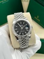 Rolex Datejust 41 Black Dial | Fluted | Jubilee | Nieuw, Staal, Polshorloge, Nieuw, Ophalen of Verzenden