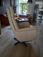 montel wit lederen mechanisch bedienbare relax fauteuil, Huis en Inrichting, Fauteuils, Ophalen, Zo goed als nieuw, Leer