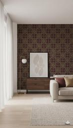 14170 antiek barok behang dieprood bruin 100 jaar oud swiet, Verzenden, 75 m² of meer, Bruin