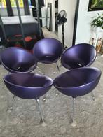 5 Vintage paarse kuipstoelen, Ophalen, Gebruikt