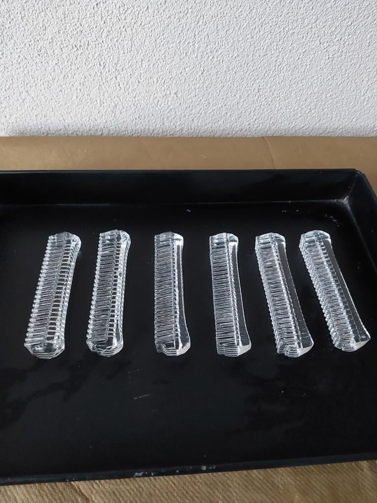 6 vintage kristallen messenleggers model Salus, Ophalen of Verzenden