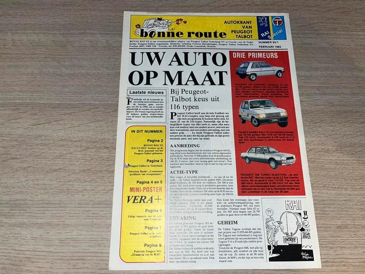 Peugeot-Talbot Bonne Route magazine februari 1983, Boeken, Auto's | Folders en Tijdschriften, Zo goed als nieuw, Peugeot, Ophalen of Verzenden