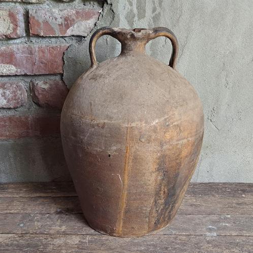Franse oude brocante aardewerk kruik met 2 oren *Etage3*, Huis en Inrichting, Woonaccessoires | Overige, Gebruikt, Ophalen of Verzenden