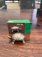 Antieke Schildpad verzilverd Pillendoos met Doosje, Ophalen