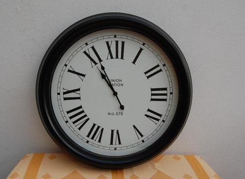 Grote klok, muurklok, stationklok, 62 cm, Huis en Inrichting, Woonaccessoires | Klokken, Zo goed als nieuw, Wandklok, Analoog