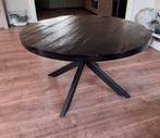 Eettafel mangohout 130 cm, Ophalen, Rond, Zo goed als nieuw, Vijf personen of meer