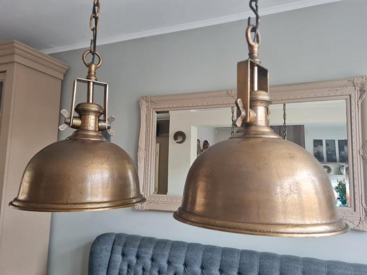 Prachtige brons/ gouden kleurige hanglampen!, Huis en Inrichting, Lampen | Hanglampen, Zo goed als nieuw, Minder dan 50 cm, Ophalen of Verzenden