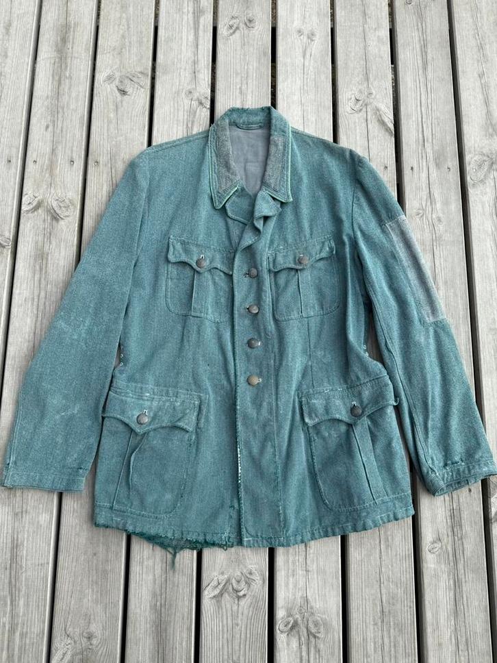 Duitse Jas Polizei Drillich / veldbluse ww2, Verzamelen, Militaria | Tweede Wereldoorlog, Kleding of Schoenen, Duitsland, Ophalen of Verzenden