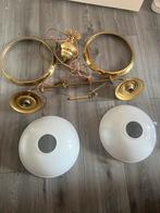 Antieke Messing Hanglamp met Glazen Kappen - Klassiek Design, Ophalen
