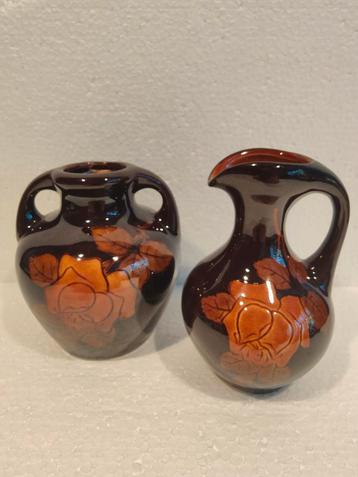 Art Nouveau oorkan en dubbel oorkan set Drents plateel beschikbaar voor biedingen