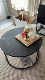 Stijlvolle Ronde Salontafel - Zwart Marmer Look, 50 tot 100 cm, Rond, Ophalen of Verzenden, Minder dan 50 cm