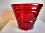 Rode bloempot sierrand van glas 18 cm doorsnede, 15 cm hoog, Tuin en Terras, Bloempotten, Overige materialen, Rond, Binnen, Ophalen of Verzenden