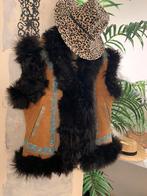 Vintage Afghaanse waistcoat S M bohemian gilet, Kleding | Dames, Maat 38/40 (M), Ophalen of Verzenden, Bruin, Zo goed als nieuw