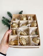 12 glazen vintage kerstballen. Antieke kerstversiering, goud, Diversen, Kerst, Ophalen, O, GDR, O