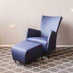 (2) Prachtige set Montis Windy fauteuil + hocker kobaltblauw, Ophalen of Verzenden, Nieuw, Leer