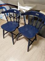 Twee degelijke blauwe houten stoelen, Huis en Inrichting, Gebruikt, Twee, Blauw, Klassiek