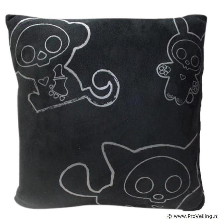 Online Veiling: 1x Kussen Skelanimals zwart 40 x 40 cm, Huis en Inrichting, Woonaccessoires | Kussens, Nieuw