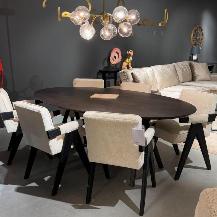 Tafel Joost Ovaal 220x120 cm Richmond Interiors, Huis en Inrichting, Tafels | Eettafels, Nieuw, 100 tot 150 cm, 200 cm of meer