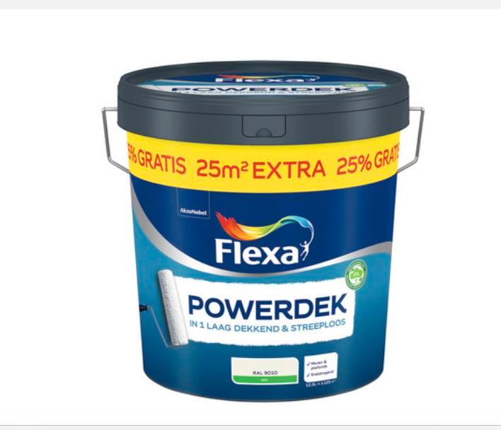 Flexa Powerdek Wit - Nieuw!, Doe-het-zelf en Verbouw, Verf, Beits en Lak, Nieuw, Verf, Minder dan 5 liter, Wit, Ophalen of Verzenden