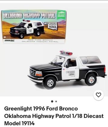 Greenlight 1996 Ford Bronco Oklahoma Highway Patrol beschikbaar voor biedingen