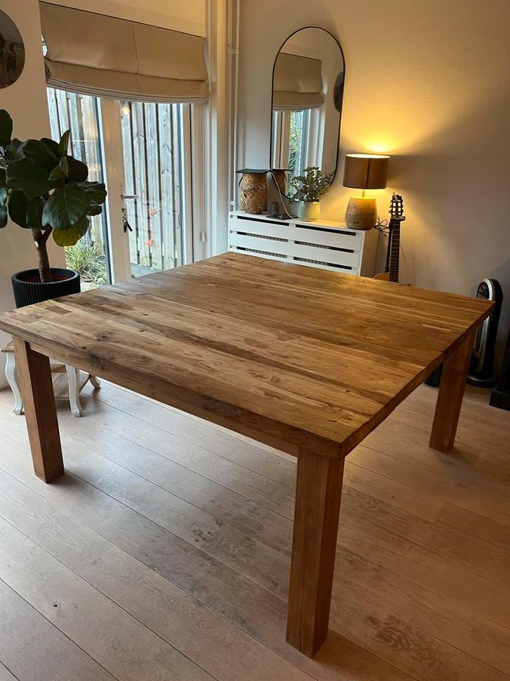 Massief Teakhouten vierkante Tafel - Indonesië, Huis en Inrichting, Tafels | Eettafels, Gebruikt, 150 tot 200 cm, 150 tot 200 cm