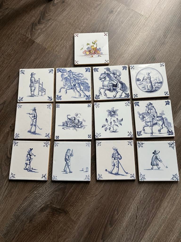 Delfts Blauwe Wandtegels - Antieke Voorstellingen, Antiek en Kunst, Ophalen of Verzenden