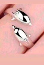 Zilveren ring dolfijnen open, Sieraden, Tassen en Uiterlijk, Ringen, Verzenden, Nieuw, Zilver, Zilver