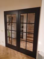 Dubbele massief houten stompe binnendeuren zwart, Doe-het-zelf en Verbouw, Deuren en Horren, Ophalen, Gebruikt, 80 tot 100 cm