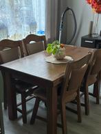 Massif houten tafel + 4 stoelen, Huis en Inrichting, Ophalen, Gebruikt, 100 tot 150 cm, 50 tot 100 cm