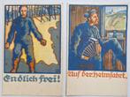 WO1 Duits - 2 Ansichtkaarten Terugkeer Krijgsgevangenen, Ophalen of Verzenden, Landmacht, Duitsland, Foto of Poster