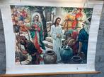 Oude Schoolplaat - Bijbelse Voorstelling nr. 38, Antiek en Kunst, Ophalen of Verzenden, Overige thema's