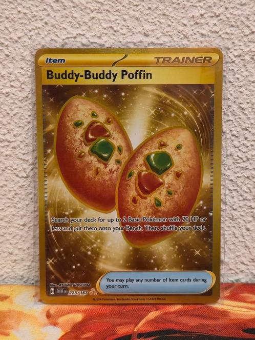 Pokemon Buddy-buddy poffin Gold 223/167, Hobby en Vrije tijd, Verzamelkaartspellen | Yu-gi-Oh!, Zo goed als nieuw, Ophalen of Verzenden