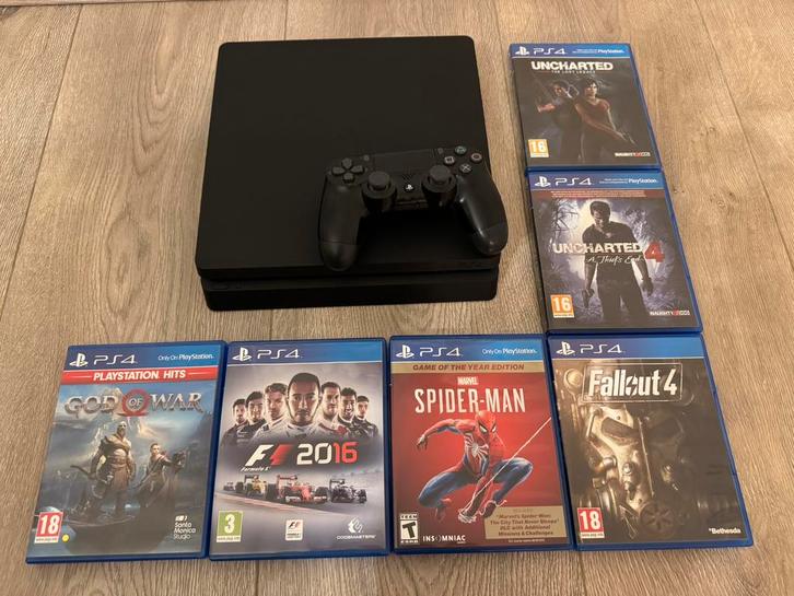 PlayStation 4 1TB (Slim) + Controller + 6 Games, Spelcomputers en Games, Spelcomputers | Sony PlayStation Consoles | Accessoires