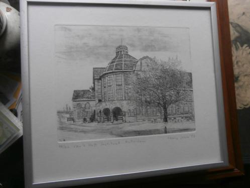 Bergselaan R.dam, t VT HOFF Instutuut, Oud schoolgebouw, Antiek en Kunst, Kunst | Etsen en Gravures, Ophalen of Verzenden