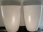 2 prachtige witte/ crème grote vazen/ bloempotten, Ophalen, Overige kleuren, Minder dan 50 cm, Glas