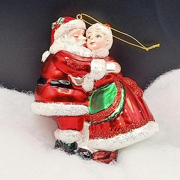 Lief Kerstornament Glas Mr & Mrs Santa Claus 13cmh beschikbaar voor biedingen
