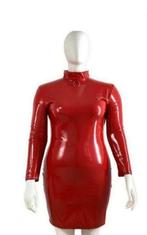 Mooi pvc jurk met hoge hals, tm 8XL, Verzenden, Nieuw, Rood, Boven de knie