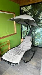 Leuke schommel lig stoel ligbed met parasol in nette staat, Ophalen, Zo goed als nieuw, Aluminium