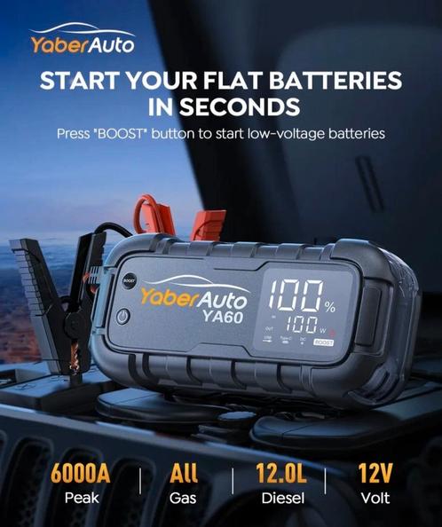 Startbooster jumpstarter 6000A, Auto diversen, Jumpstarters, Nieuw, Ophalen of Verzenden