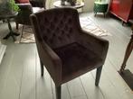 Fluweel eettafel stoel(en) met leuning gecapitonneerd, Huis en Inrichting, Stoelen, Ophalen, Overige materialen, Gebruikt, Bruin