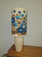 Vintage retro blauw bruin ecru bloemen lampenkap, Bruin, Rond, Ophalen of Verzenden, Zo goed als nieuw