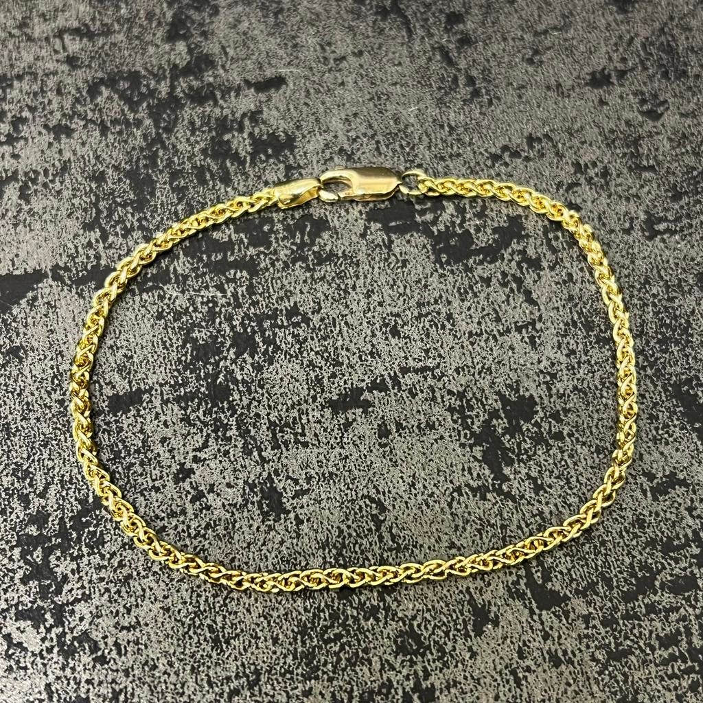 14k gouden armband vossenstaart schakel, Ophalen of Verzenden, Zo goed als nieuw, Goud