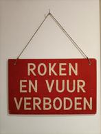 Vintage verbodsbord. Roken en vuur verboden., Ophalen, Gebruikt, Reclamebord