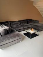 Grote donkergrijze hoekbank in goede staat, Ophalen, 100 tot 125 cm, Hoekbank, 300 cm of meer