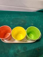 bloempotjes op schaal metaal gekleurd, Tuin en Terras, Bloempotten, Ophalen of Verzenden, 'T Olde Gre-j, Info@toldegrej.nl, Endepoelstraat 20f Didam