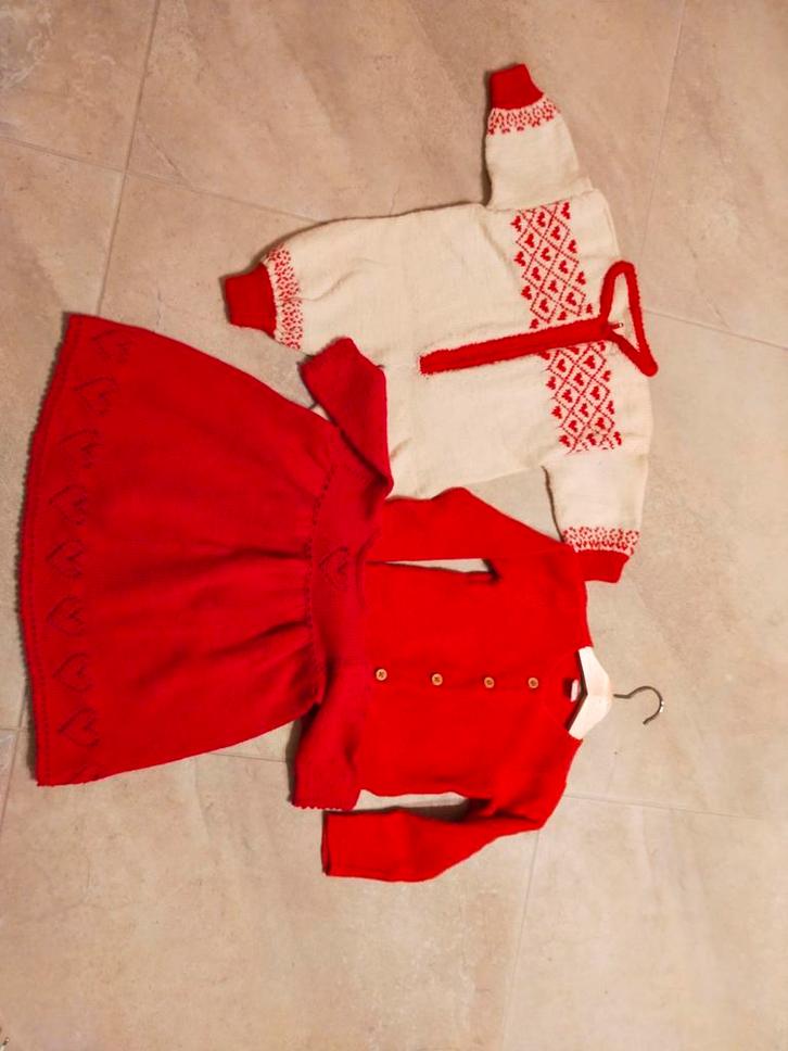 VINTAGE KERST PAKKET JURK PAK TRUI MEISJE JONGEN 62 68 74, Verzamelen, Poppen, Nieuw, Kleertjes, Ophalen of Verzenden