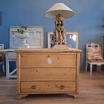 Grenen kastje met bovenklep en lade, Ophalen