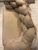 Wafy fluwelen bank metalen poten beige, Ophalen of Verzenden, Nieuw, 75 tot 100 cm