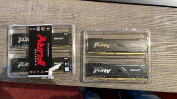 Kingston Fury Beast kit van 4 dims , totaal 32GB ddr4 beschikbaar voor biedingen