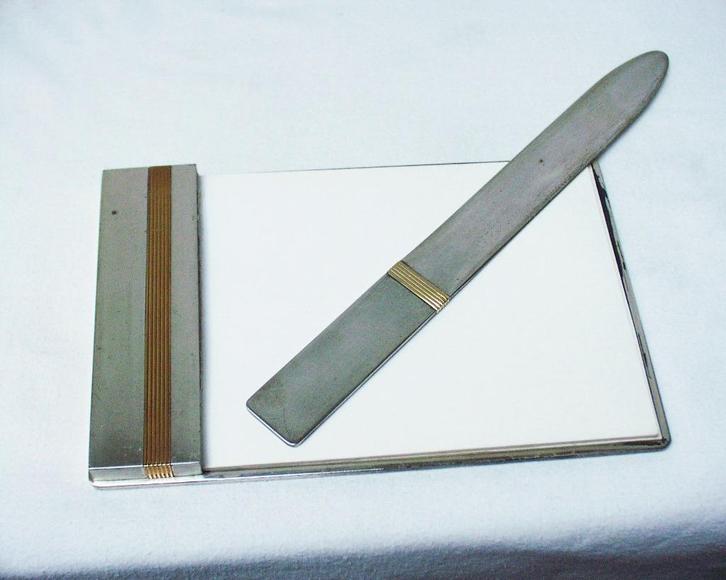 Briefopener blocnote sterling en goud., Antiek en Kunst, Antiek | Goud en Zilver, Goud, Zilver, Ophalen of Verzenden